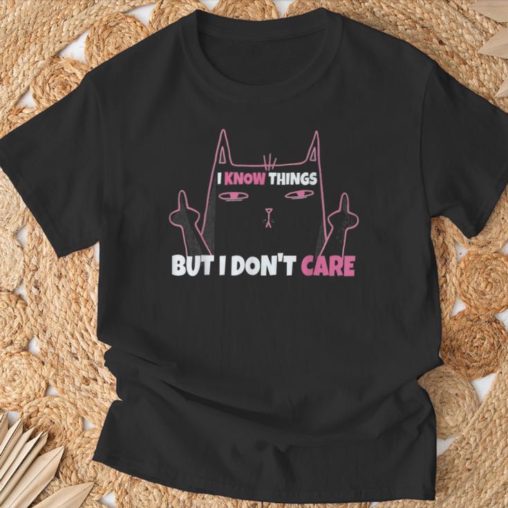 Cheeky Katze Ich Weiß Dinge Aber Es Ist Mir Egal Egal German T-Shirt Geschenke für alte Männer