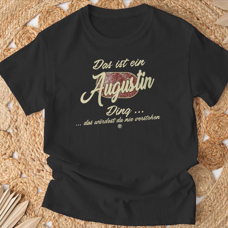 Damen Das Ist Ein Augustin Ding Lustiges Familie Augustin Mit-Ausschnitt T-Shirt Geschenke für alte Männer