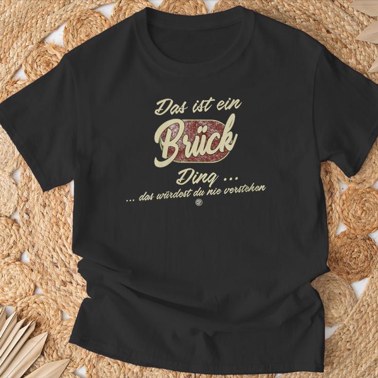 Damen Das Ist Ein Brück Ding Lustiges Familie Brück Mit-Ausschnitt T-Shirt Geschenke für alte Männer