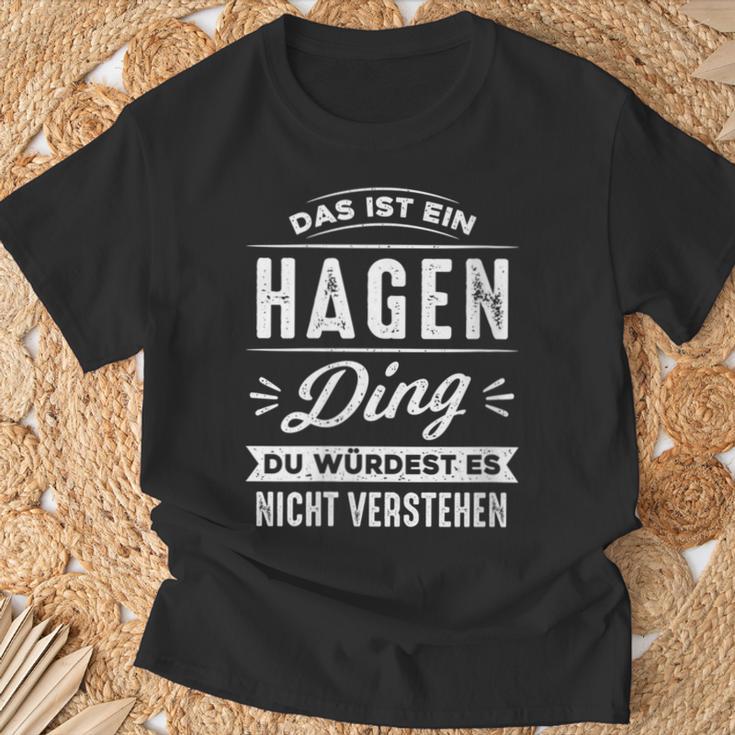 Damen Das Ist Ein Hagen Ding Du Würdest Es Nichterstehenorname Mit-Ausschnitt T-Shirt Geschenke für alte Männer