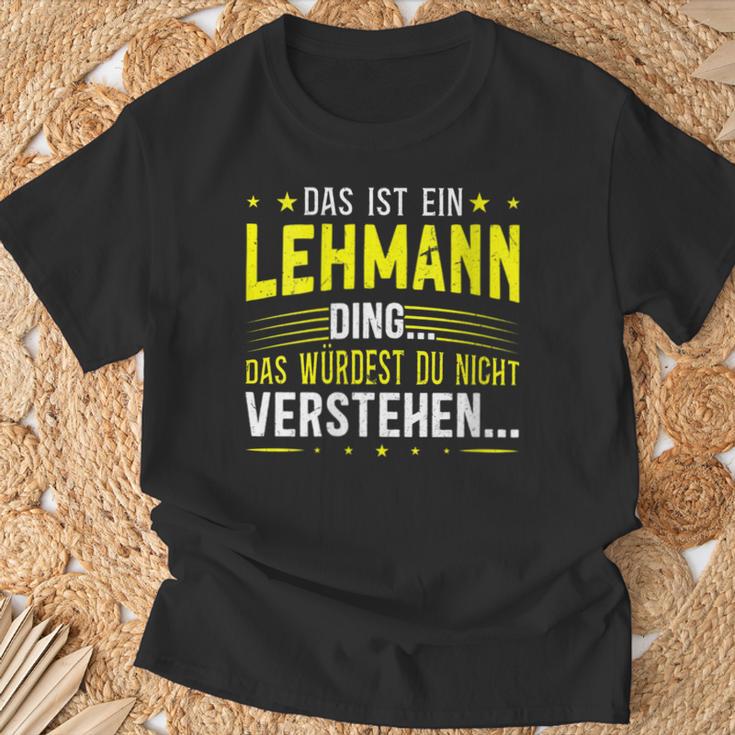 Damen Das Ist Ein Lehmann Ding Spruch Für Familie Lehmann Mit-Ausschnitt T-Shirt Geschenke für alte Männer