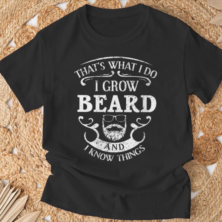 Damen Das Ist Was Ich Mache Ich Züchte Beard Und Ich Weiß Dinge Mit-Ausschnitt T-Shirt Geschenke für alte Männer