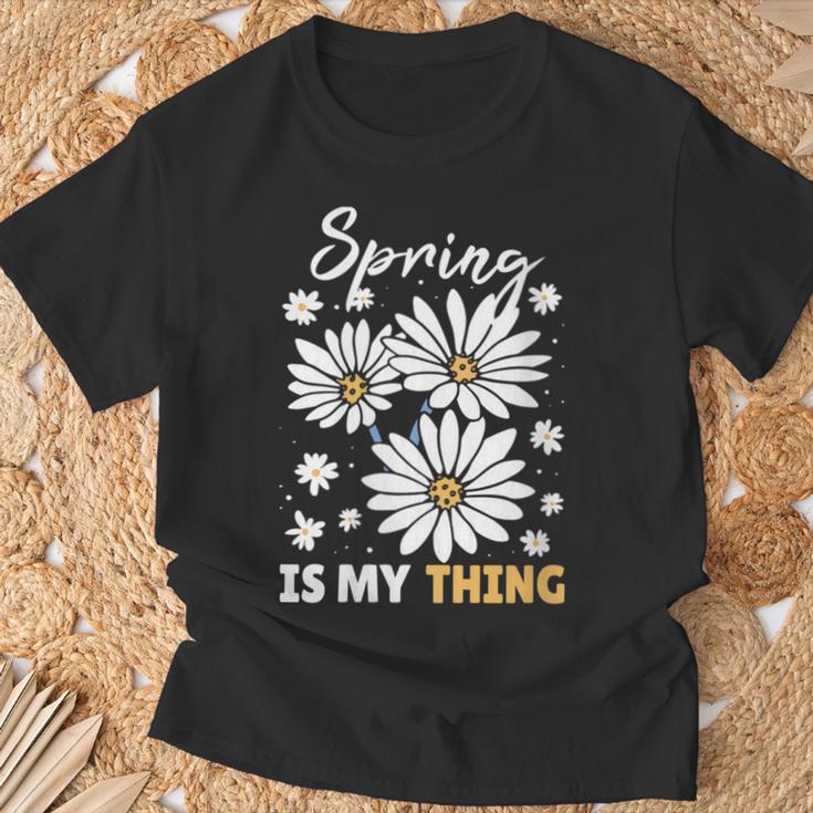 Damen Frühling Ist Mein Ding Gänseblümchen Mit-Ausschnitt T-Shirt Geschenke für alte Männer