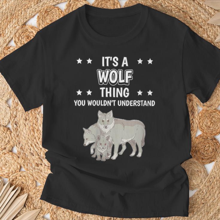 Damen Ist So Ein Wolf Ding Lustiger Spruch Wölfe Mit-Ausschnitt T-Shirt Geschenke für alte Männer