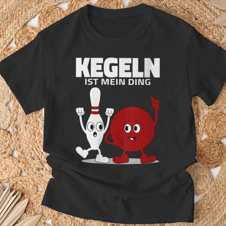 Damen Lustige Kugel & Kegel I Kegeln I Kegeln Ist Mein Ding Mit-Ausschnitt T-Shirt Geschenke für alte Männer