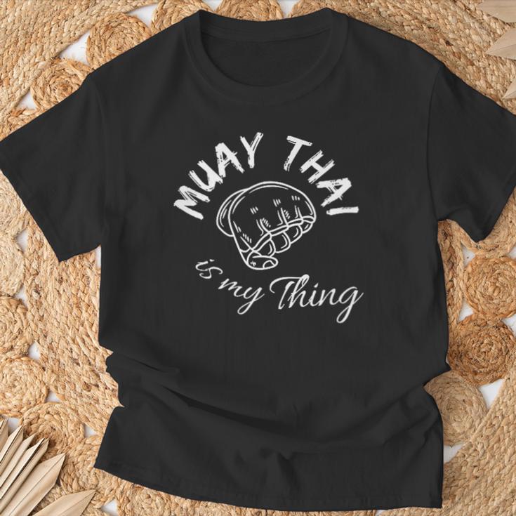 Damen Muay Thai Ist Mein Ding Mit-Ausschnitt T-Shirt Geschenke für alte Männer