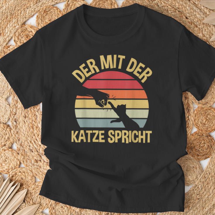 Der Mit Der Katze Speaks Cats Katzenpapa The Mit Cat T-Shirt Geschenke für alte Männer