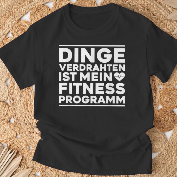 Dingeerdrahtten Ist Mein Fitnessprogramm Elektroniker German T-Shirt Geschenke für alte Männer