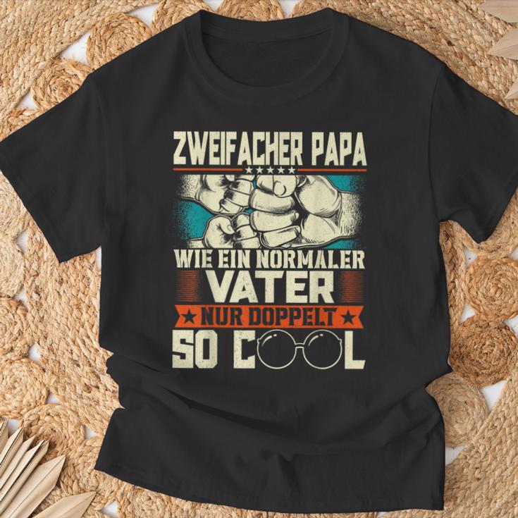 Double Father Papaon Zwei Kinder T-Shirt Geschenke für alte Männer