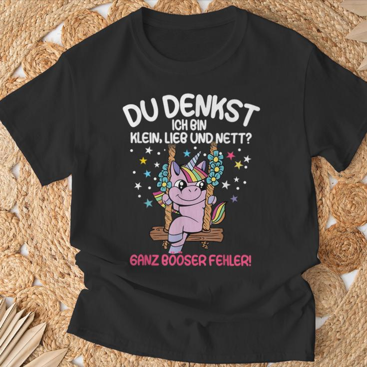 Du Tenkst Ich Bin Klein Liebe Und Nett Unicorn T-Shirt Geschenke für alte Männer