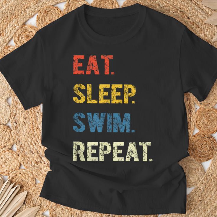 Eat Sleep Swim Repeat Schwimmer Schwimmen T-Shirt Geschenke für alte Männer