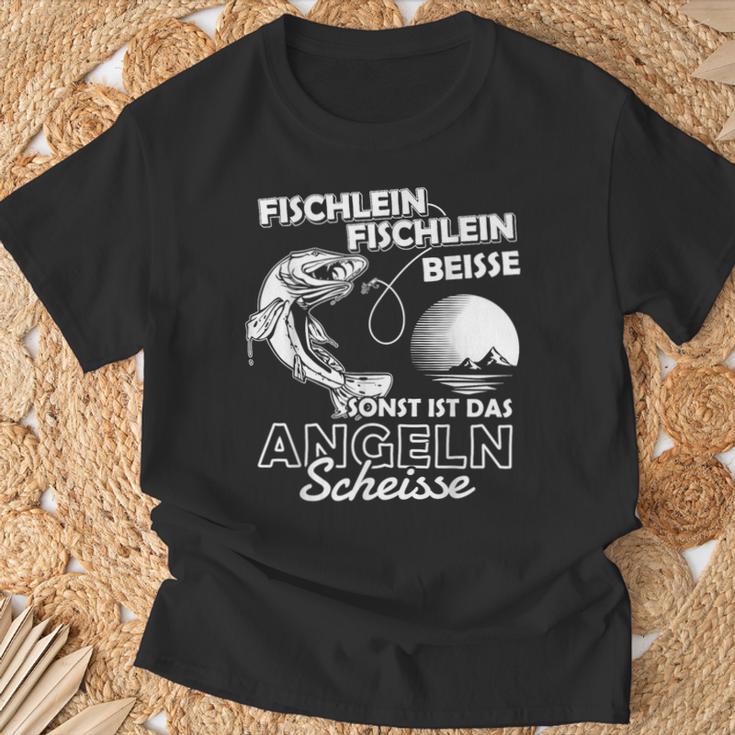 Fischlein Beisse Angler Fishing T-Shirt Geschenke für alte Männer