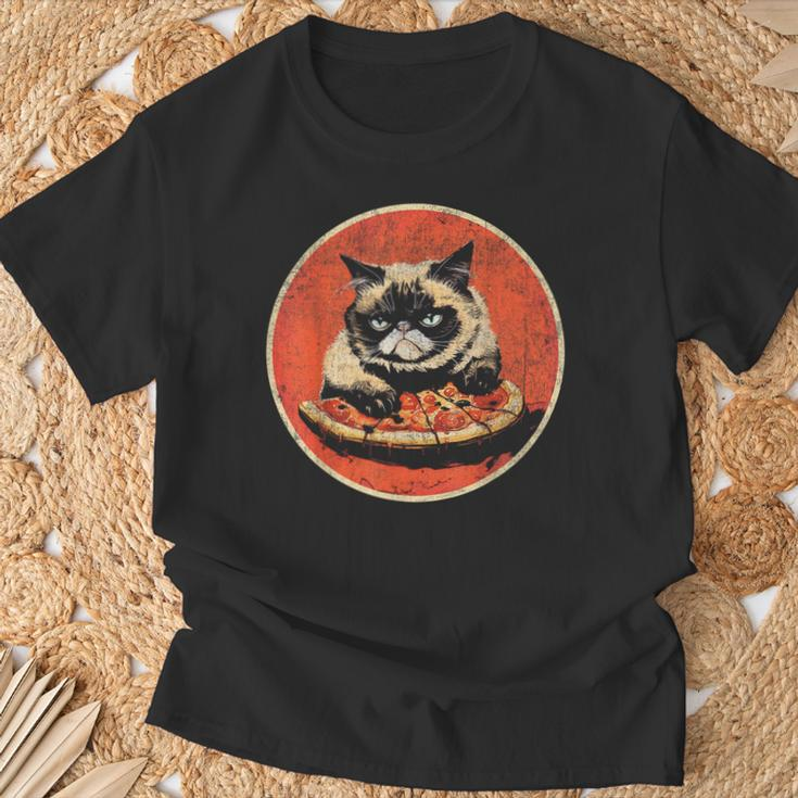 Cat Pizzaintage T-Shirt Geschenke für alte Männer