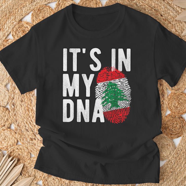 It's In My Dna Lebanon Flag Fingerprint T-Shirt Geschenke für alte Männer