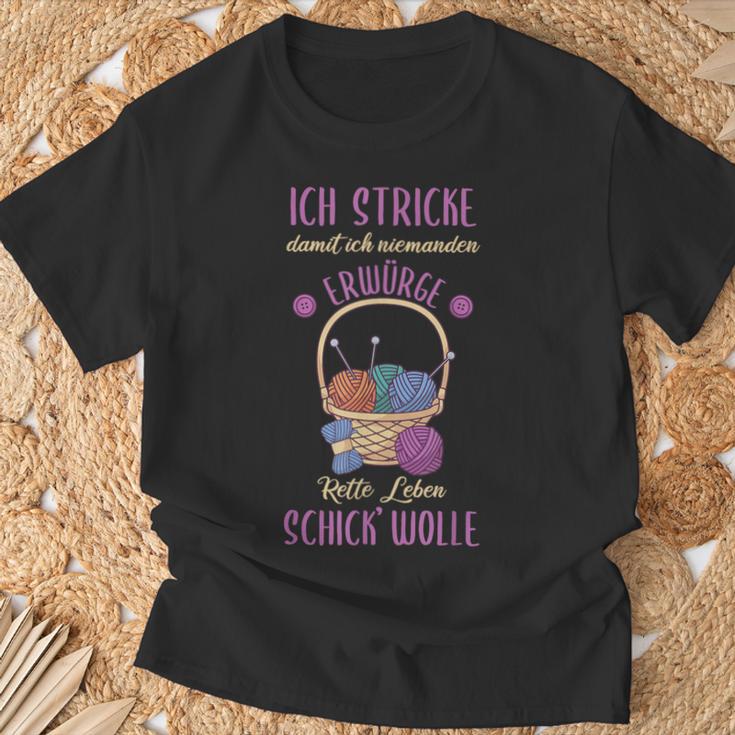 Knitted Ich Stricke Damit Ich Niemanden Erwürge T-Shirt Geschenke für alte Männer