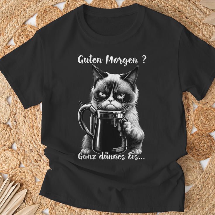 Guten Morgen Ganz Thin Eis Cat Kaffee T-Shirt Geschenke für alte Männer