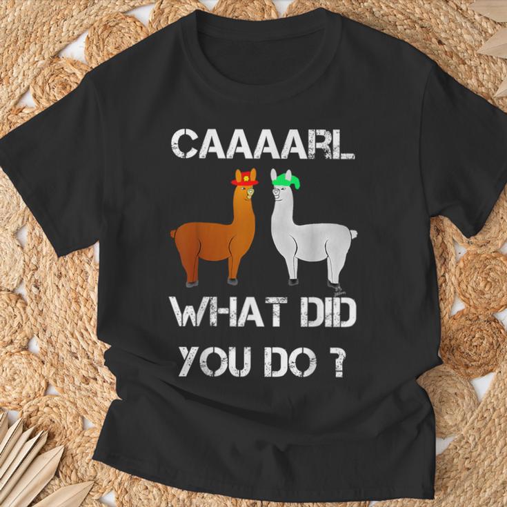 Lamas Mit Hütten Karl Was Hast Du Getan Llama T-Shirt Geschenke für alte Männer