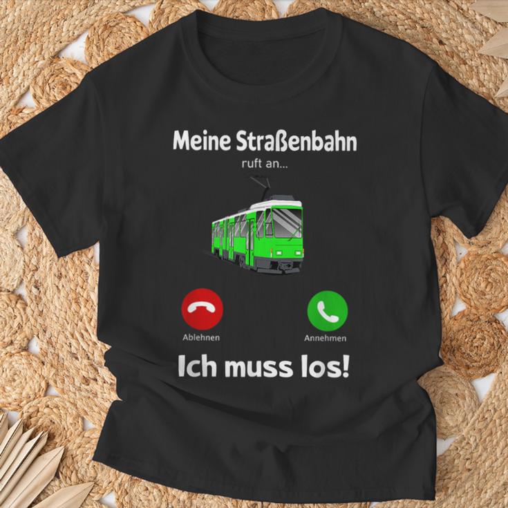 Meine Strassenbahn Ruft An Straßenbahnfahrer My Road Train Calling On T-Shirt Geschenke für alte Männer