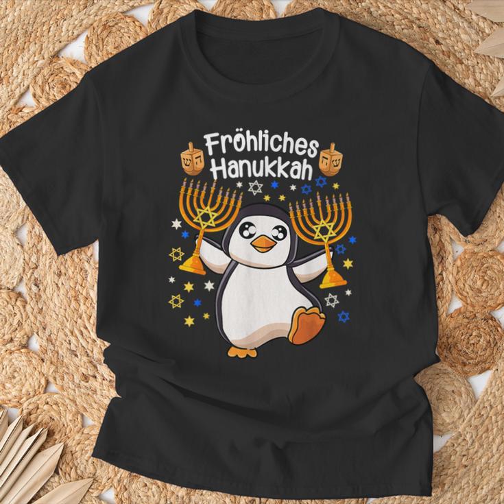 Penguin Hanukkah Menorah Happy Hanukkah T-Shirt Geschenke für alte Männer