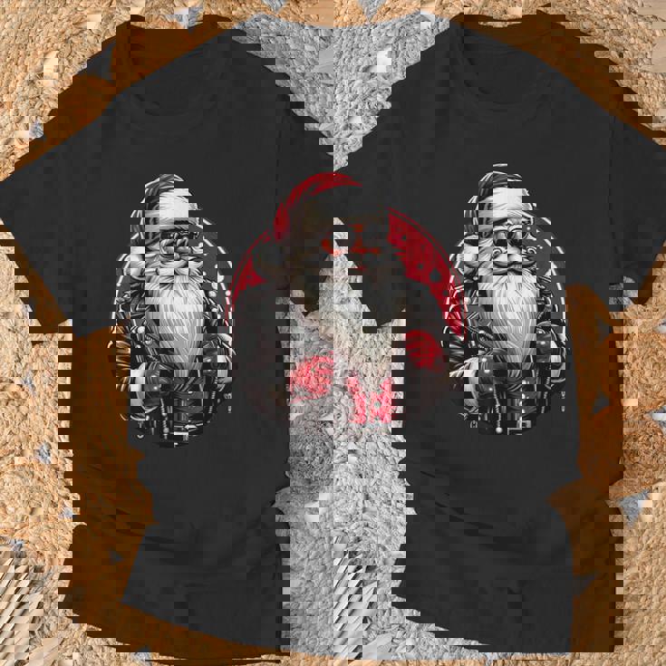 Père Noël Punk Motard Cool Noël T-Shirt Cadeaux pour les vieillards