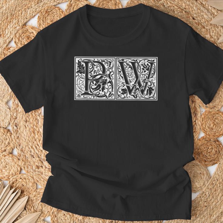 Pw Initials P W Name Surname Onomastics Onomatology T-Shirt Geschenke für alte Männer