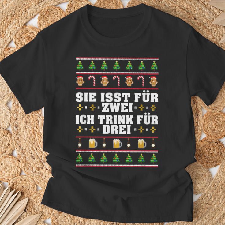 Sie Isst Für Zwei Ich Trink Drei Werdender Father S T-Shirt Geschenke für alte Männer