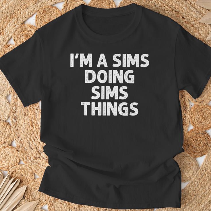 Sims Last Name Family Tree Birthday Reunion Idea T-Shirt Geschenke für alte Männer