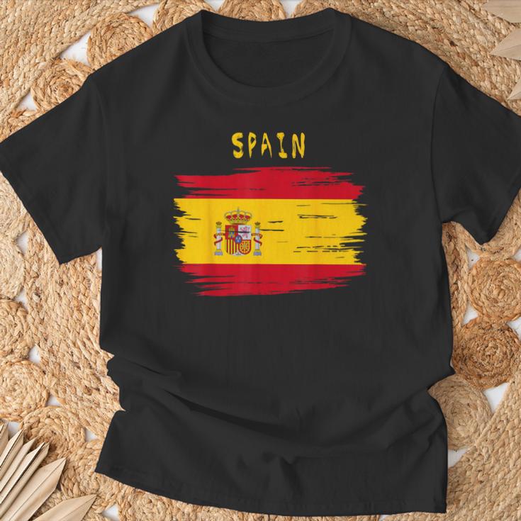 Spain Flag Brush Stroke Style T-Shirt Geschenke für alte Männer