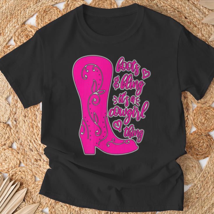 Stiefel Und Bling Es Ist Ein Cowgirl-Ding T-Shirt Geschenke für alte Männer