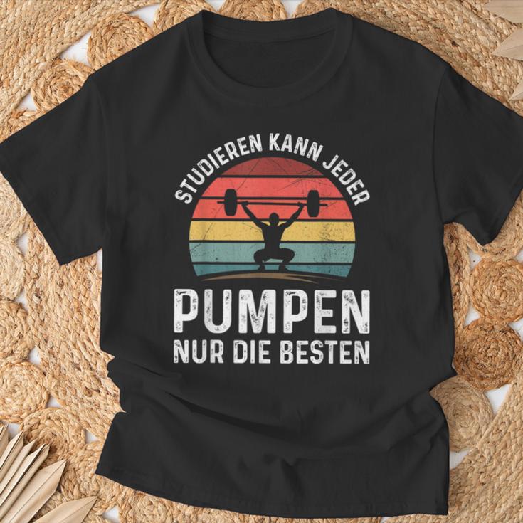 Studier Kann Jeder Pump Gym Workout Gym Slogan T-Shirt Geschenke für alte Männer