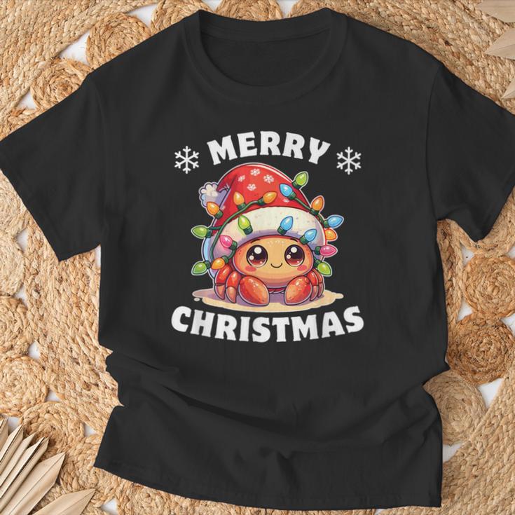 Weihnachtsmütze Weihnachten Lichterkette Einsiedlerkrebs T-Shirt Geschenke für alte Männer