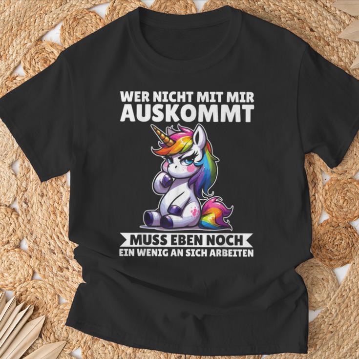 Wer Nicht Mit Mir Auskommt An Sich Arbeiten Unicorn T-Shirt Geschenke für alte Männer