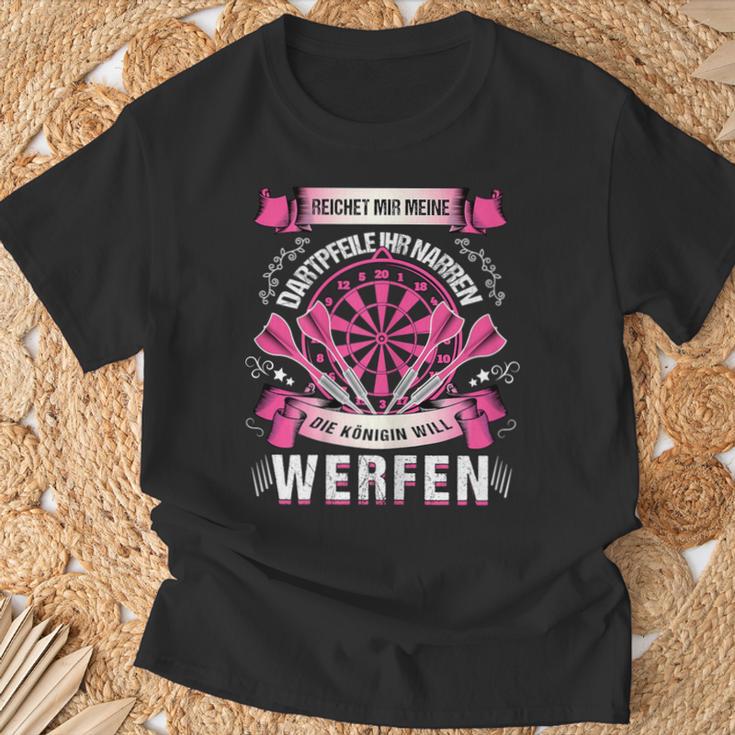 Women's Reichet Mir Dartpflights Ihr Jester Die Queen Will Throw T-Shirt Geschenke für alte Männer