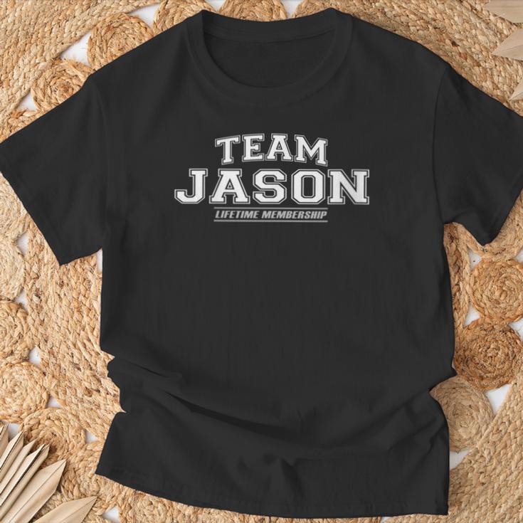 Women's Team Jason Proud Surname Last Name With-Neck T-Shirt Geschenke für alte Männer