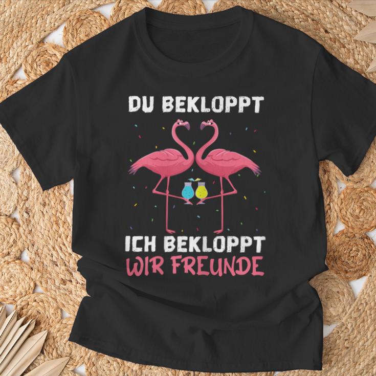 Women's Wine Sparkling Wine Prosecco Du Bekloppt Ich Bekloppt Wir Friends S T-Shirt Geschenke für alte Männer