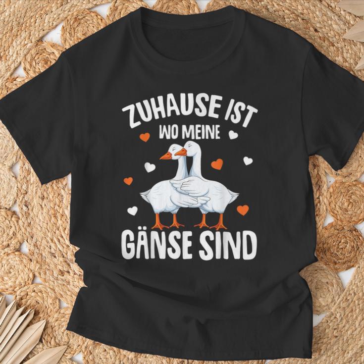 Zuhause Ist Wo Meine Gäse Sind Gäsehalter T-Shirt Geschenke für alte Männer