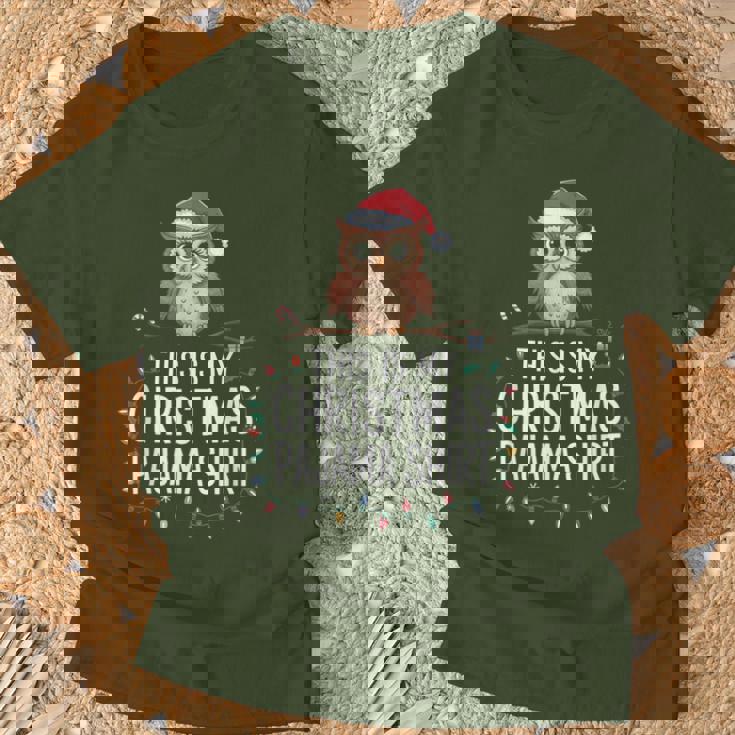 This Is My Christmas Pajama Xmas Pjs Owl Christmas T-Shirt Gifts for Old Men