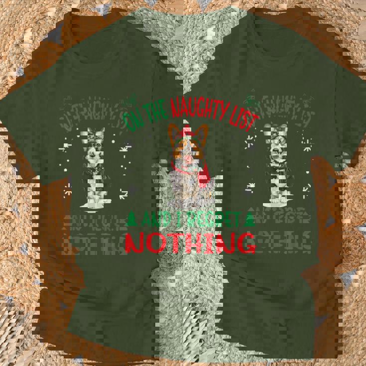 Cute Cardigan Welsh Corgi Dog Christmas On The Naughty List T-Shirt Gifts for Old Men