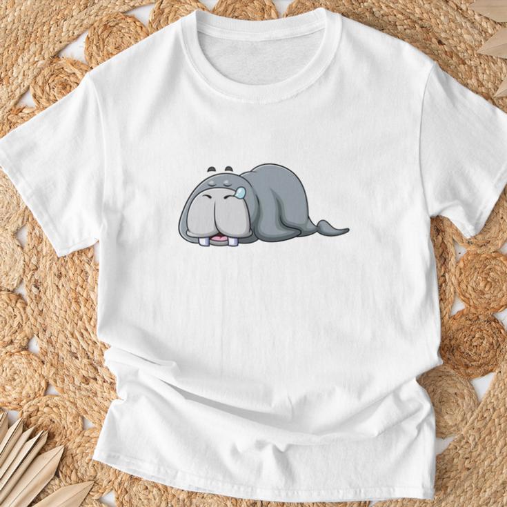 Das Dickerchen Macht Ein Naperchen Walrus Pyjamas Sleep T-Shirt Geschenke für alte Männer