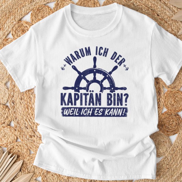 Warum Ich Der Kapänn Bin Weil Ich Es Kann Boat Rider Gray T-Shirt Geschenke für alte Männer