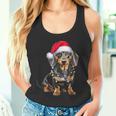 Dachshund Dog Santa Hat Christmas Light Tank Top