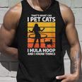 Damen Das Ist Was Ich Mache Ich Streichle Katzen I Hula Hoop Und Ich Weiß Dinge Mit-Ausschnitt Tank Top Geschenke für Ihn