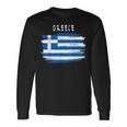 Greece Flag Brush Stroke Style Langarmshirts Geschenkideen