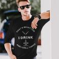 Damen Das Ist Was Ich Tue Ich Trinke Und Ich Grille Dinge Mit-Ausschnitt Langarmshirts Geschenke für Ihn