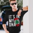 It's In My Dna Lebanon Flag Fingerprint Langarmshirts Geschenke für Ihn