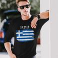 Greece Flag Brush Stroke Style Langarmshirts Geschenke für Ihn