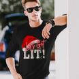 Let Get Lit Party Christmas Xmas Vibe Lit Af Drinking Pun Long Sleeve T-Shirt Gifts for Him