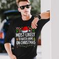 Most Likely To Watch Anime On Christmas Cool Anime Christmas Long Sleeve T-Shirt Gifts for Him