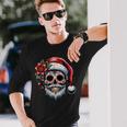 Santa Sugar Skull Mexican Calavera Christmas Long Sleeve T-Shirt Gifts for Him