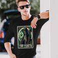 Tarot Card The Toker 420 Cannabis Skeleton Stoner Weed Goth Long Sleeve T-Shirt Gifts for Him